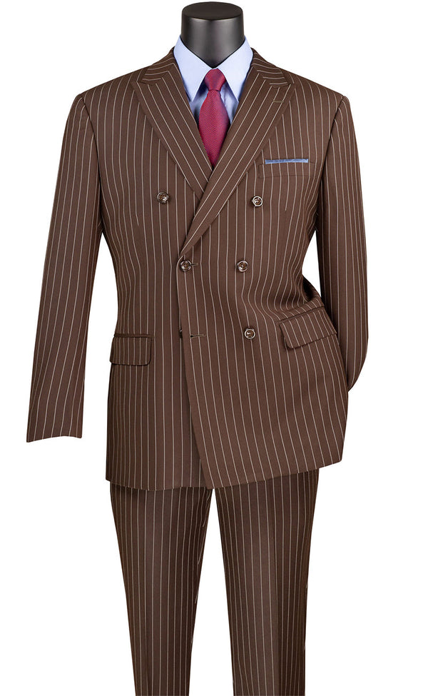 Double Breasted Men Suit DSS-4-Brown - Church Suits For Less