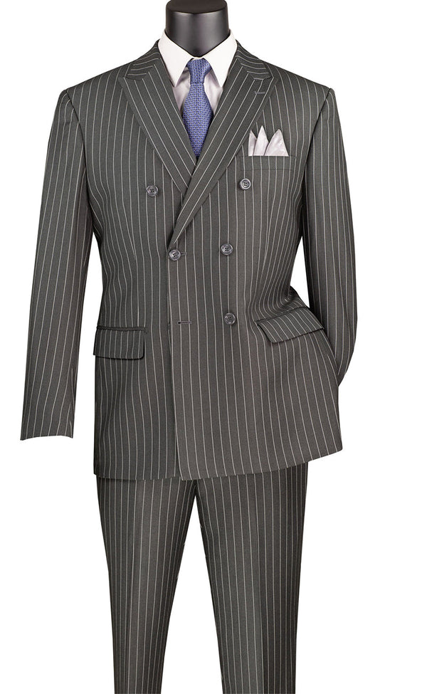 Double Breasted Men Suit DSS-4-Charcoal - Church Suits For Less