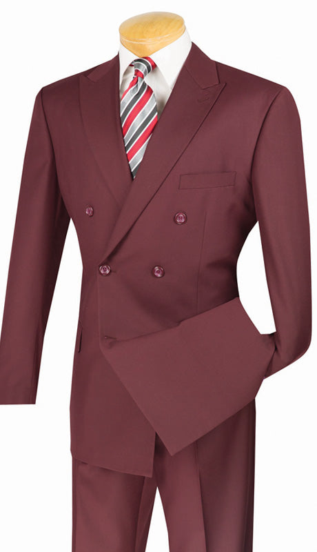 Double Breasted Men Suit DC900-1-Burgundy - Church Suits For Less