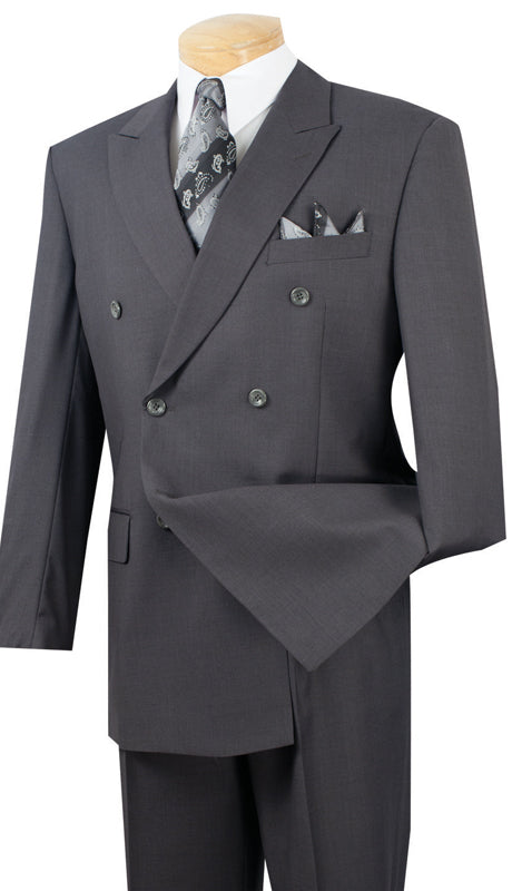 Double Breasted Men Suit DC900-1-Heather Grey - Church Suits For Less