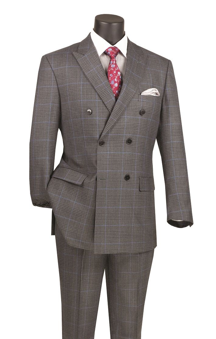 Double Breasted Men Suit DRW-2-Charcoal - Church Suits For Less