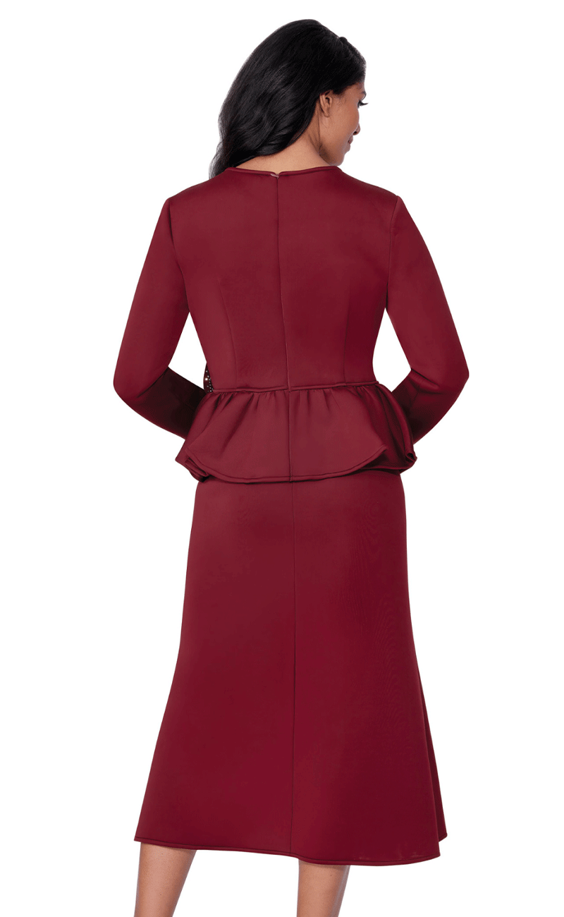 Women Church Dress 600711C-Burgundy