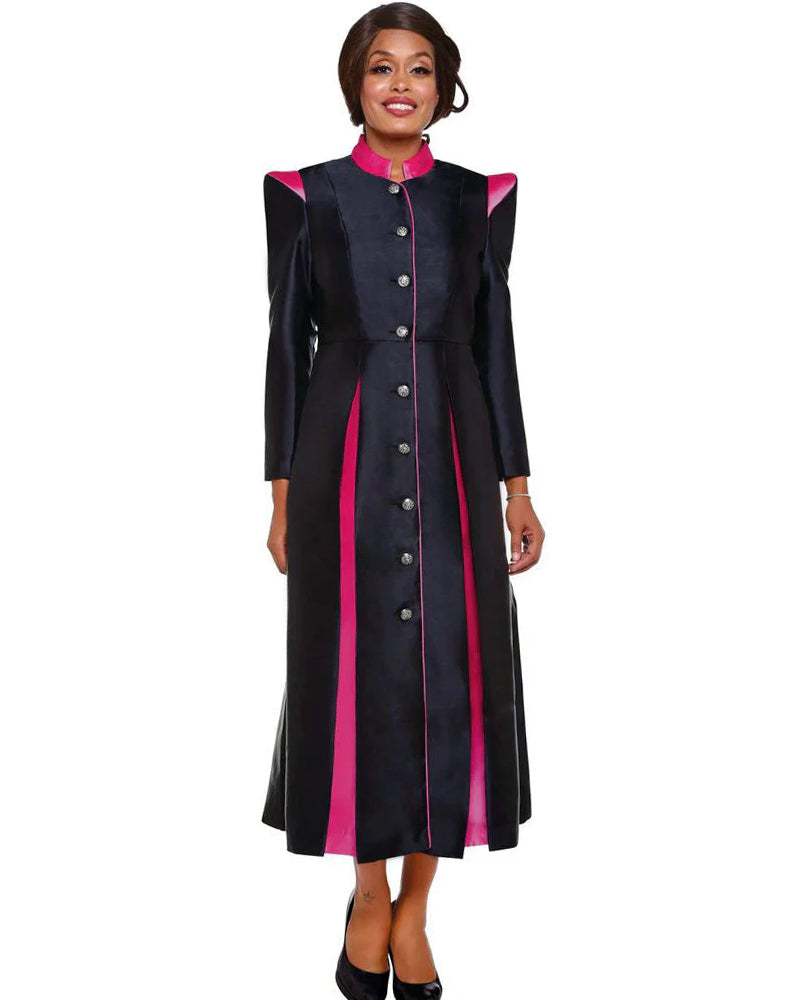 Women Church Robe RR9131-Black/Fuchsia