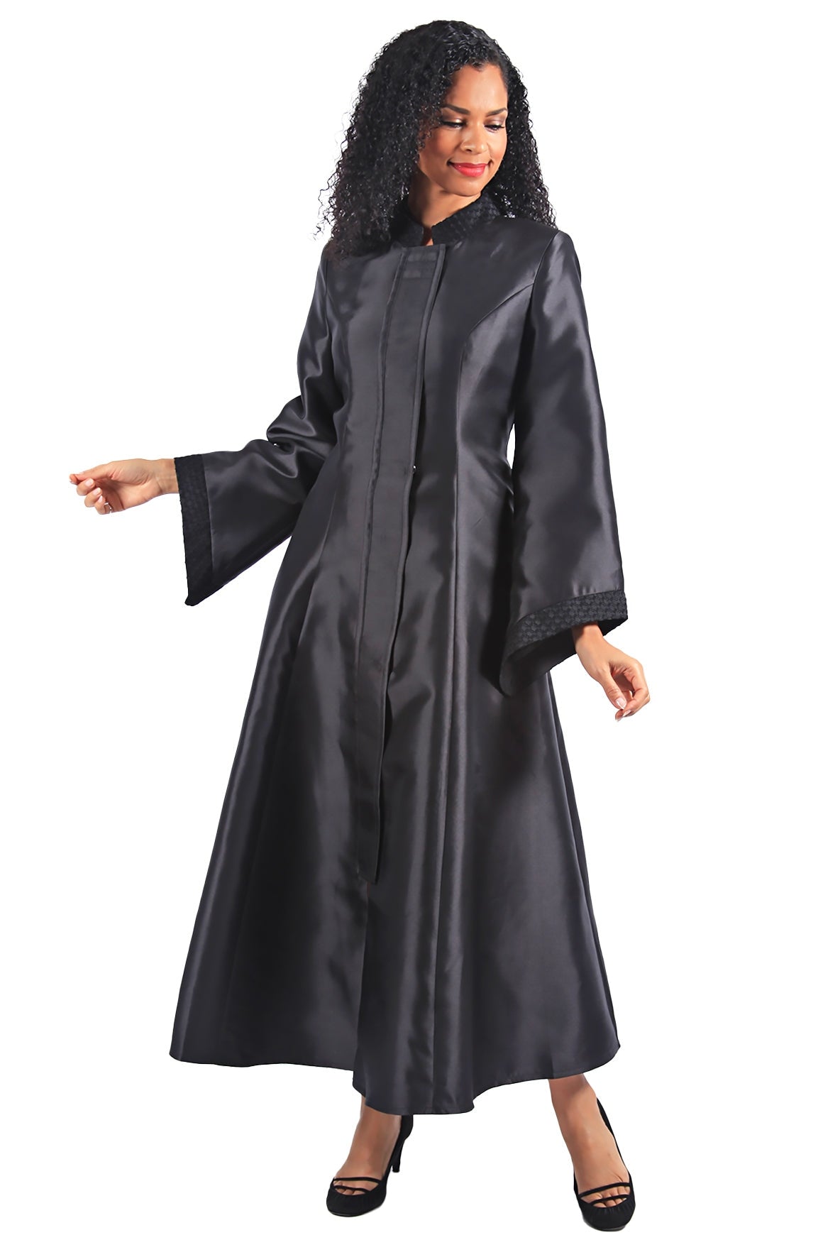 Diana Church Robe 8595C-Black/Black - Church Suits For Less