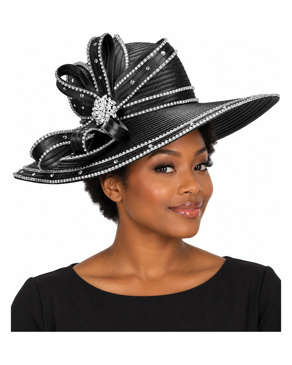Giovanna Church Hat HR1072-Black on a woman