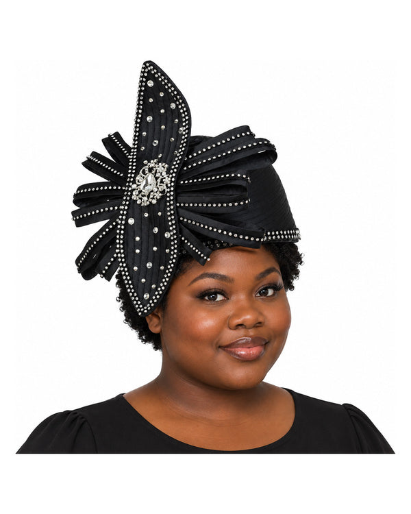 Giovanna Church Hat HR22128-Black on a woman