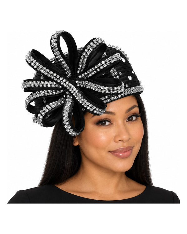 Giovanna Church Hat HR1073-Black on a woman