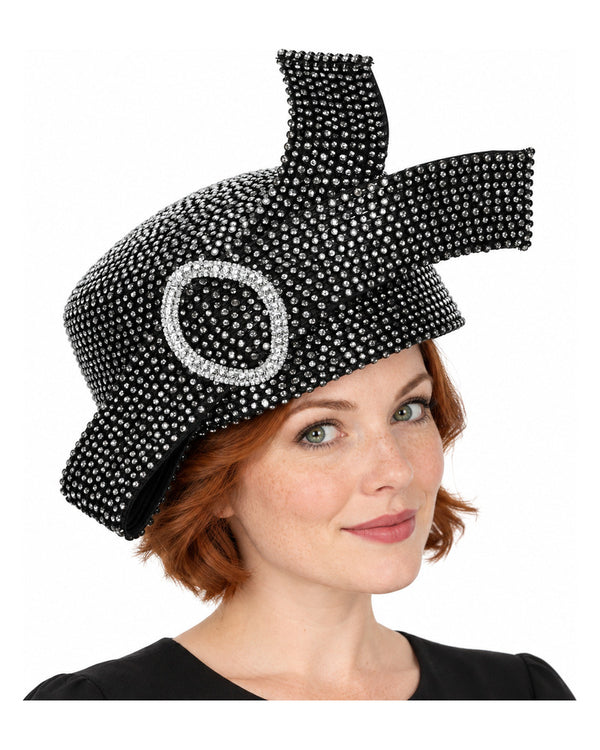 Giovanna Church Hat HR22136-Black on a woman