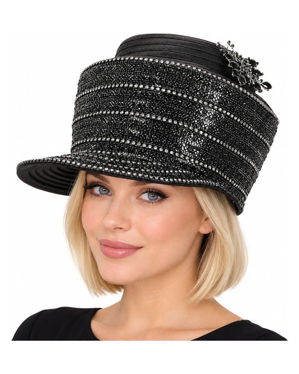 Giovanna Church Hat HR22142-Black on a woman