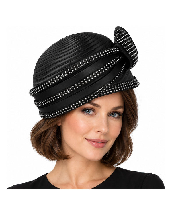 Giovanna Church Hat HR22108-Black on a woman