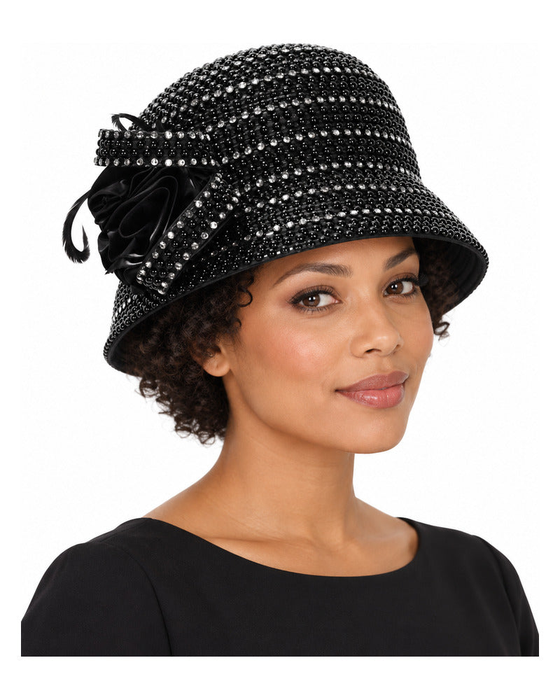 Giovanna Church Hat HR22115-Black on a woman