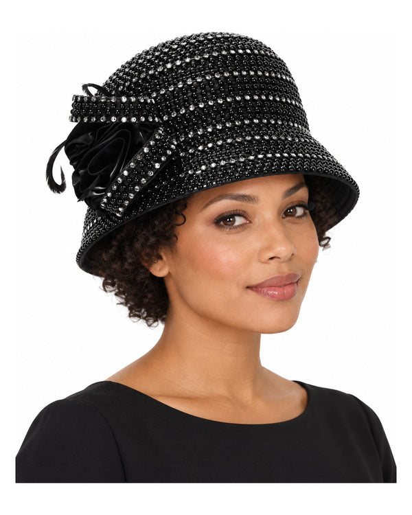 Giovanna Church Hat HR22115-Black on a woman