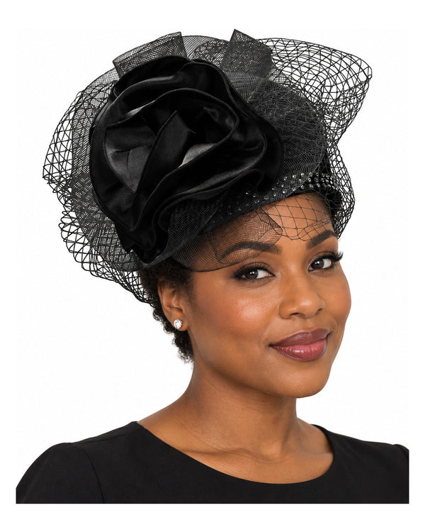 Giovanna Church Hat HR22116-Black on a woman