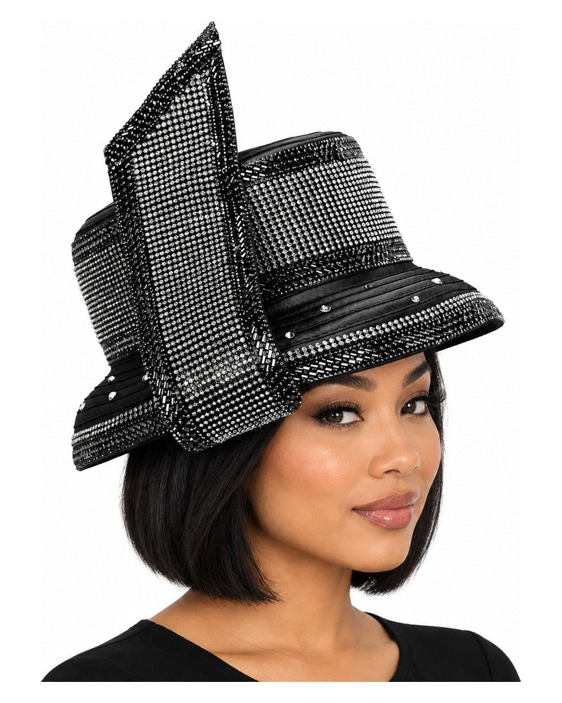 Giovanna Church Hat HR22143-Black on a woman