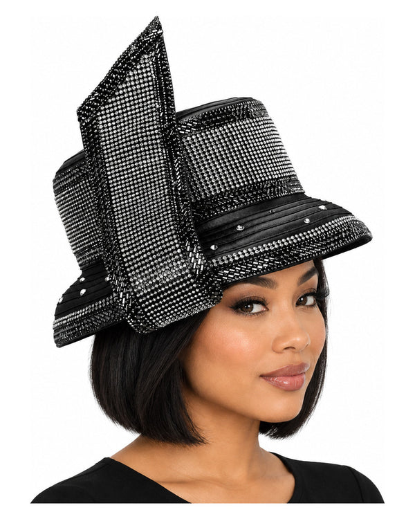 Giovanna Church Hat HR22143-Black on a woman