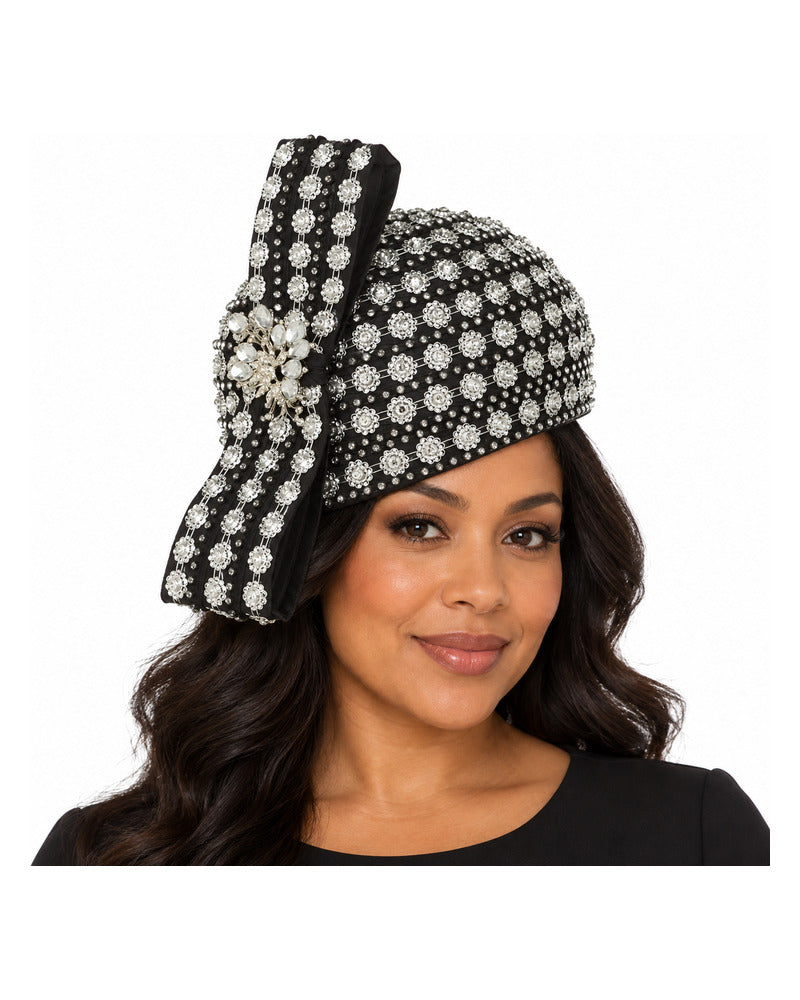 Giovanna Church Hat HR22126-Black on a woman