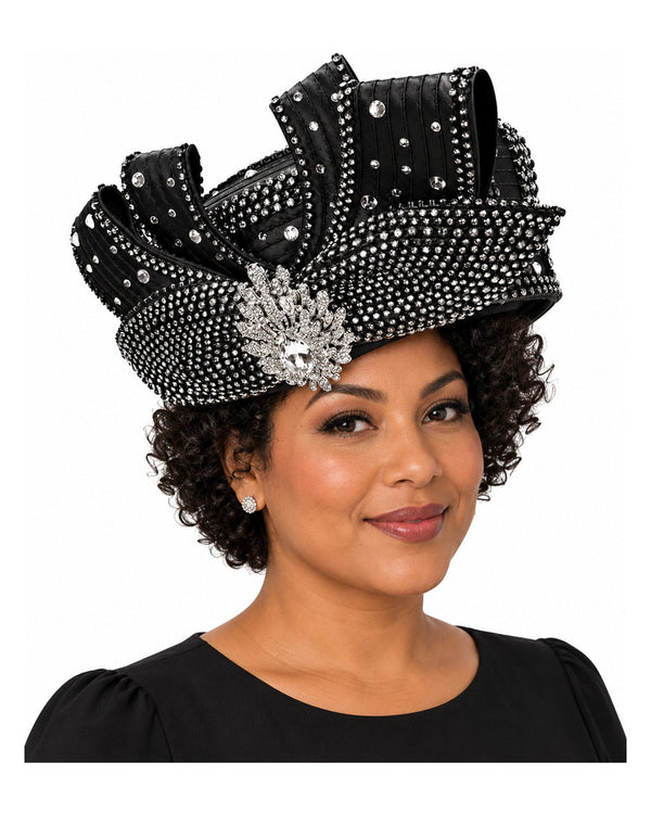 Giovanna Church Hat HR22104-Black on a woman
