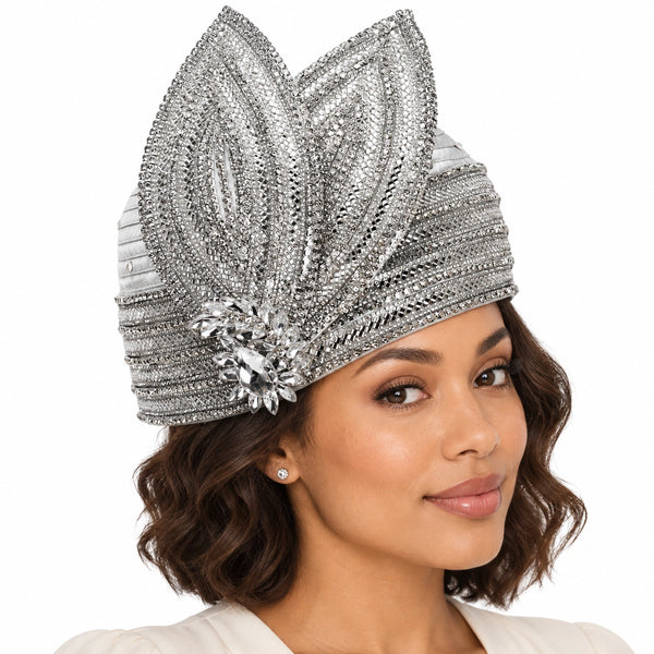 Giovanna Church Hat HR22127-Silver worn by a woman
